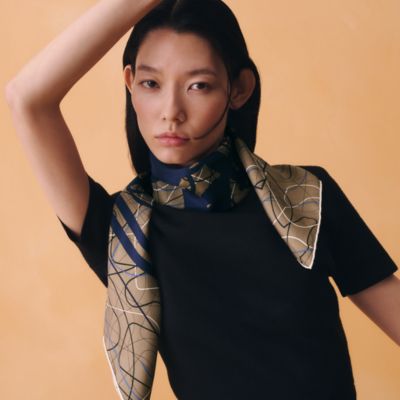 Attelage en Arbalete forever scarf 90 - Brown | Hermès USA